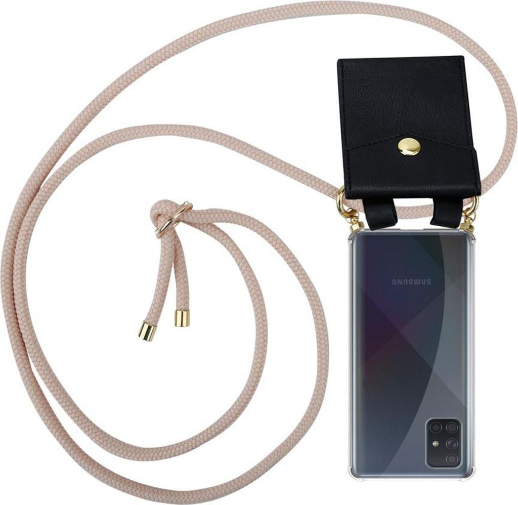 Cadorabo Hülle für Samsung Galaxy A71 4G Schutzhülle in Rosa Handy Kette Silikon Kordel abnehmbares Etui