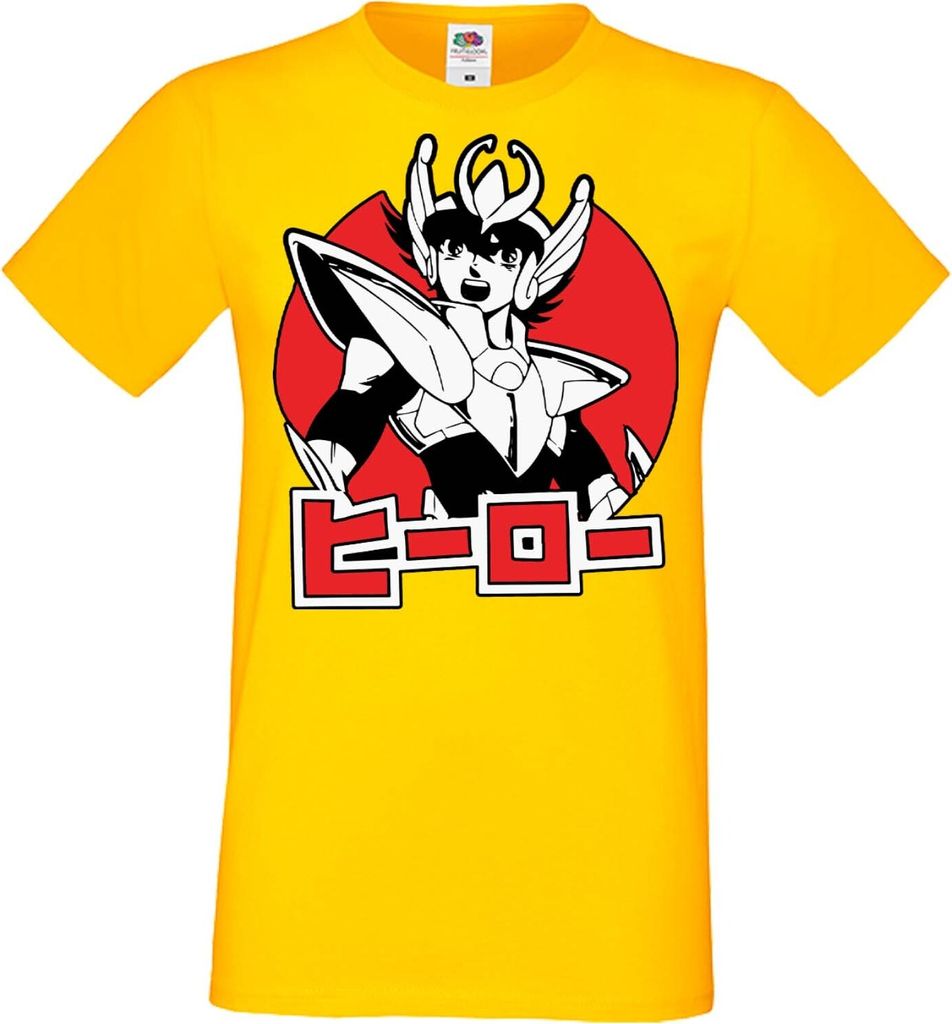 Herren T-Shirt Manga Anime Saint Anime Seiya Pegasus 01 Pegasus, Man XL / Gelb