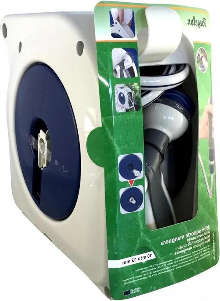 Support pour tuyau d'arrosage 10m x 12mm avec 3 raccords et porte-pistolet
