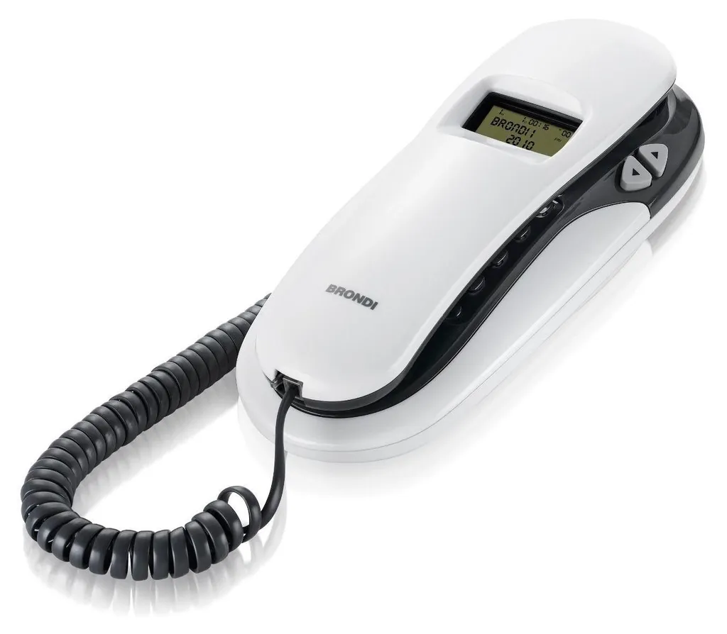 Téléphone filaire Brondi Kenoby CID avec écran LCD gris et blanc