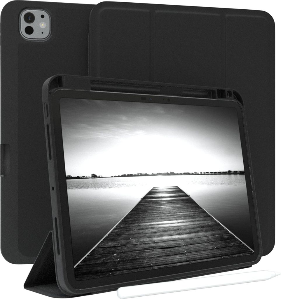 EAZY CASE Smartcase mit Stifthalter für Apple iPad Pro 11 (2024) Hülle mit Stifthalterung, Tablet Cover aufstellbar 11 Zoll in Schwarz