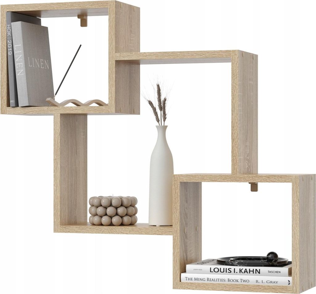 Wandregal Hängeregal Bücherregal 78x71 cm schwebendes Regal für Wohnzimmer Büro – Eiche Sonoma