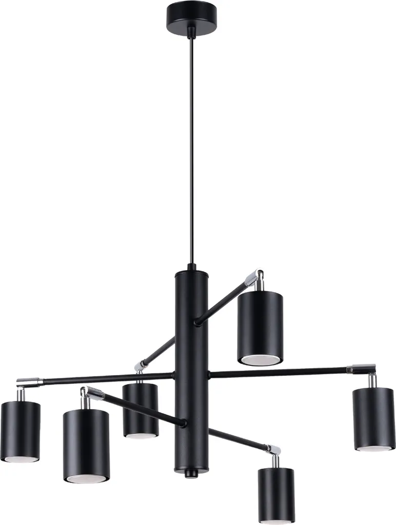 Suspension pour grande table salle à manger noire 6xGU10 Pure Lume