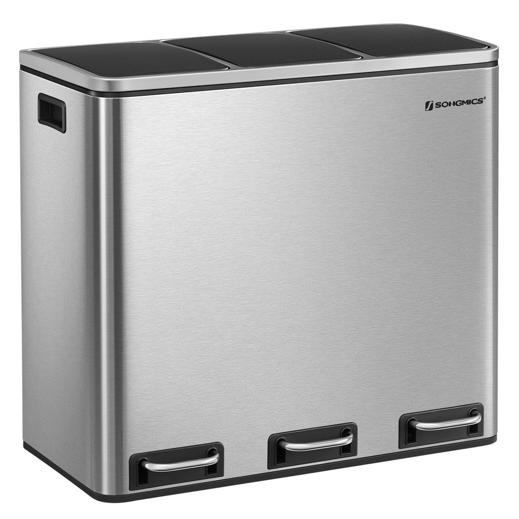 SONGMICS Systém třídění odpadu, 3 x 18 l, ergonomický, 3 Obrázek produktu 