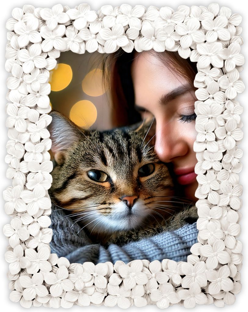 Vintage Bilderrahmen 13x18 cm aus Harz, mit 3D Blütenmuster