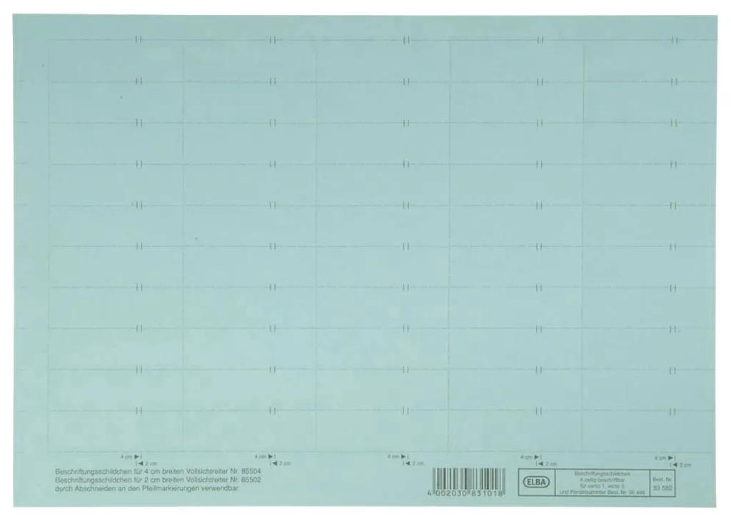 Étiquettes d'Identification Bleues 58 x 18 mm pour Archives Elba