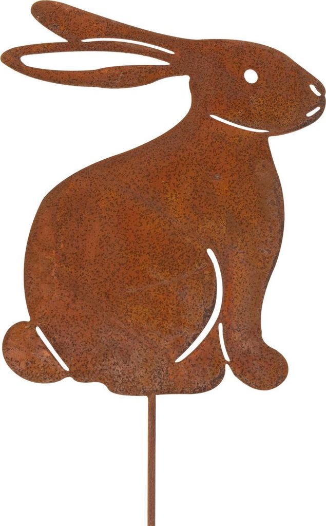 Gartendeko Metall Hase für Beete Balkon Vintage Stil, 2 Stück
