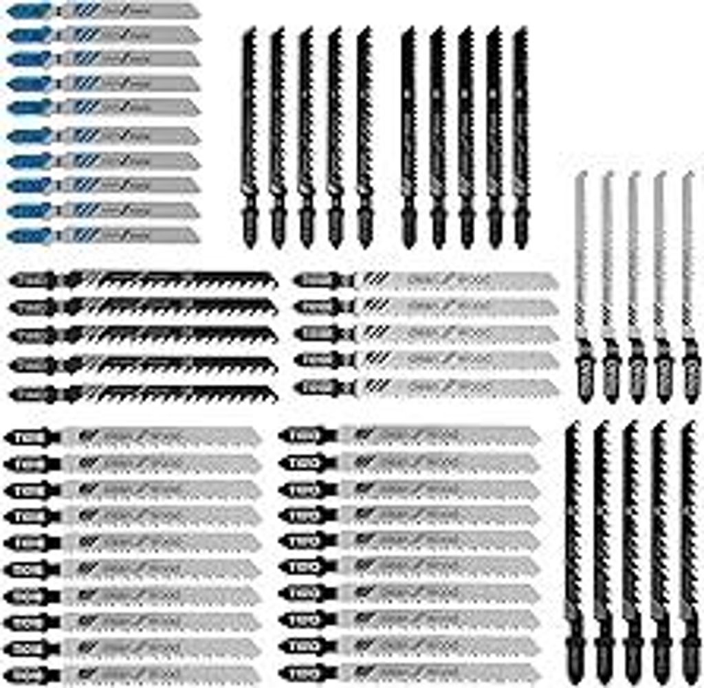 Exsink Stichsägeblätter Set T-Schaft 60tlg, Holz Kunststoff Metall Jigsaw Sägeblätter 2-Seite Clean, Sperrholz Hardwood Kunststoffbeschichtete ...
