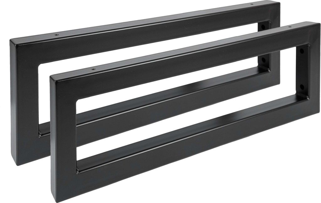 Natural Goods Berlin Wandkonsole RECHTECK, Regalhalter, Wandhalterung, Waschtische, Regalträger, Schwarz, 450 mm Tiefe, 2 Stück