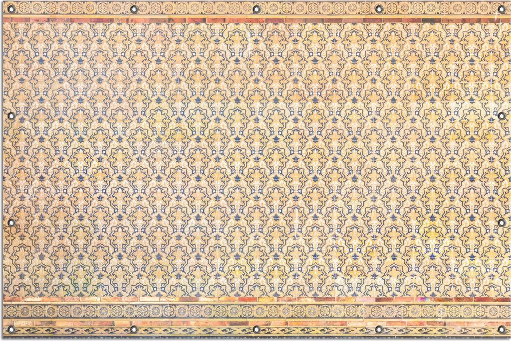Wallario Outdoor-Poster für Garten oder Balkon, Motiv Gotisch gemusterte Fliesen, in ca. 120 x 180 cm