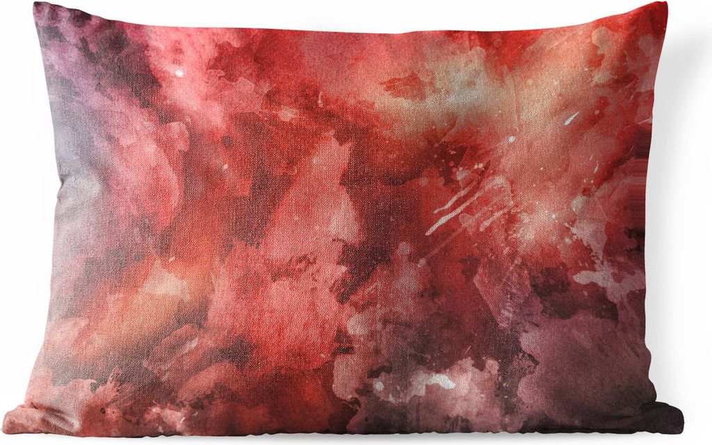 MuchoWow Outdoor Kissen - Aquarell - Abstrakt - Rot - 60x40 cm - Wetterfest - Lounge Kissen - Zierkissen - Kissen für Innenräume
