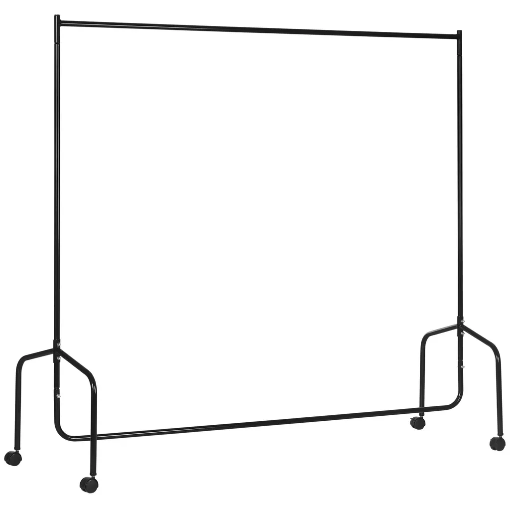Portant à vêtements solide sur roulettes 140kg en acier noir 180x60x170cm