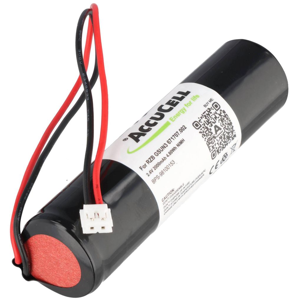 Notleuchtenakku NiCd 2,4V 1800mAh L1x2 Sub-C mit Kabel und Produktbild 