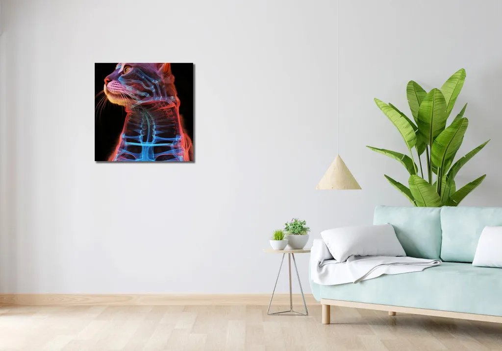 Quadro Gatto Anatomia 60x60 - Decorazione Parete per Amanti Gatti - 2