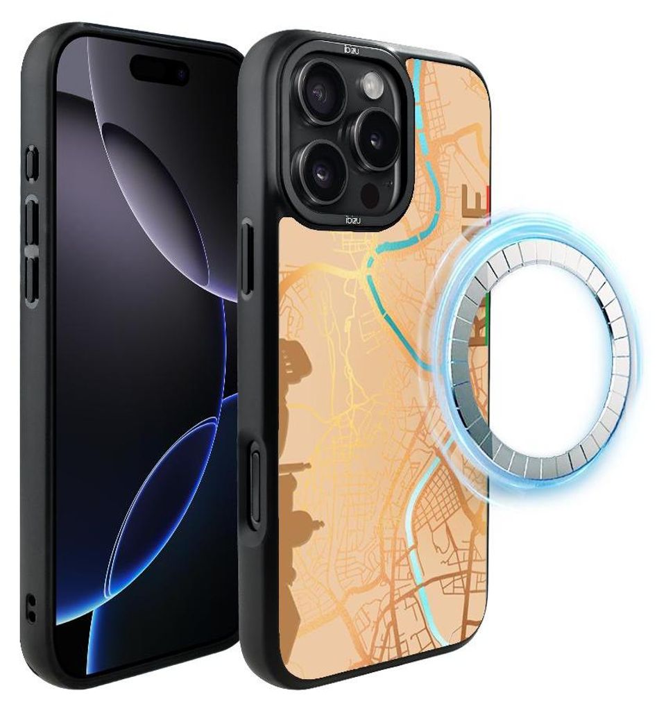 Schutzhülle für das iPhone 16 Pro Max, MagSafe-kompatibel, mattschwarze Seiten, Stadtplan von Rom