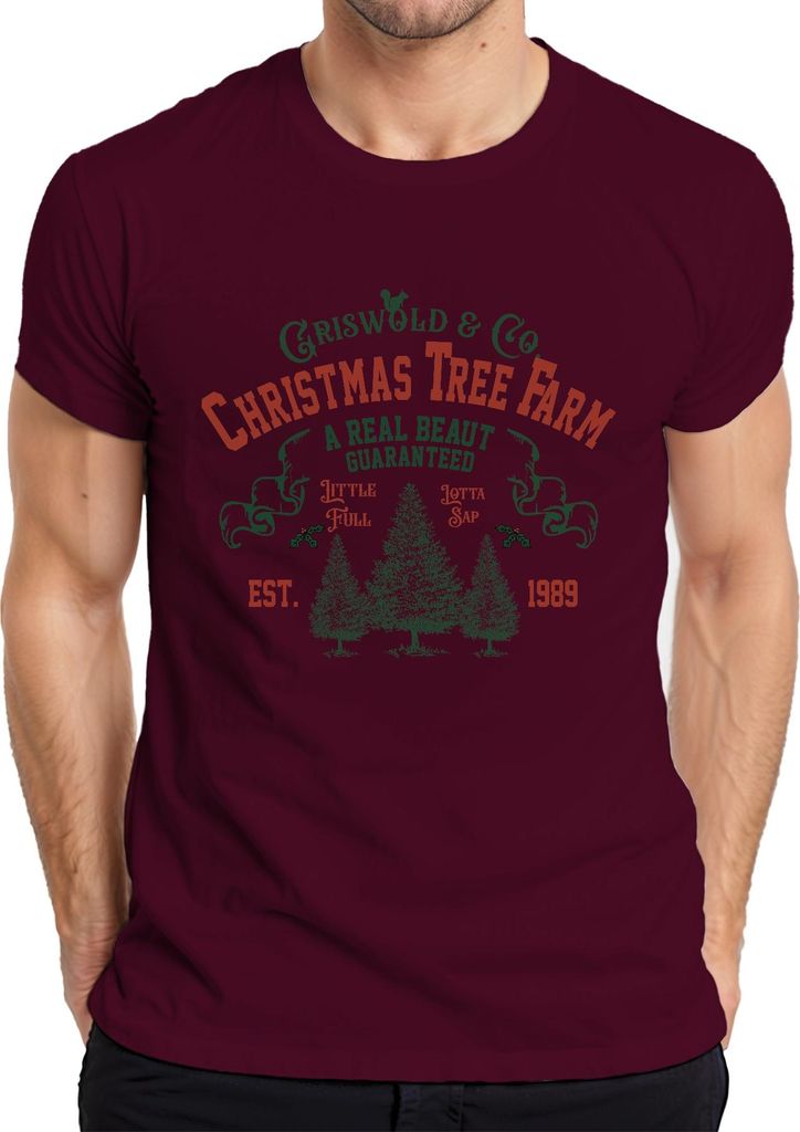Christmas Tree Farm Griswold Co Weihnachtsbaum Weihnachten Herren T-Shirt, Burgundy, XL