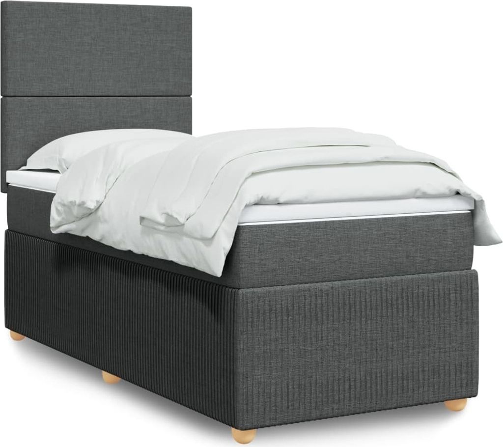 Möbel Boxspringbett mit Matratze Dunkelgrau 100x200 cm Stoff - Klassische Bettrahmen 3294261