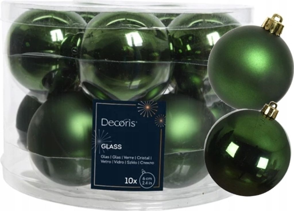 Grüne Weihnachtskugeln aus Glas 6cm, 10er Set Produktbild 
