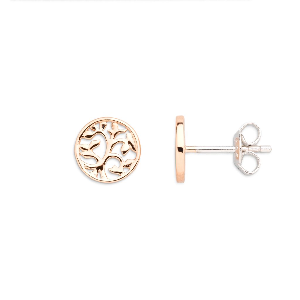 Xenox Damen Sterling Silber 925 Ohrstecker in Rosegold mit Baum des Lebens Motiv - Symbolic Power XS2910R