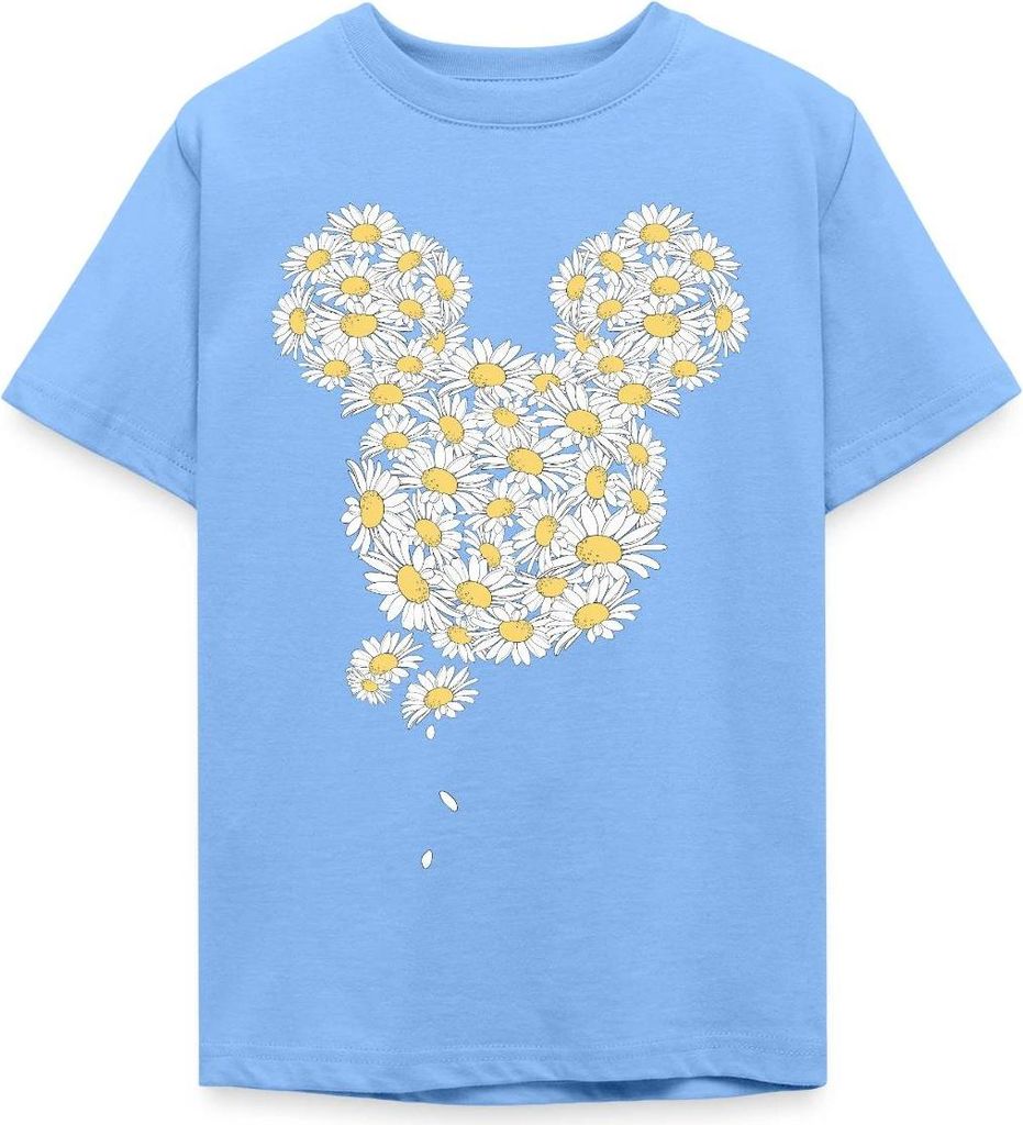 Mickey & Minnie Mickey Mouse Gänseblümchen Teenager T-Shirt, 134/146 (9-11 Jahre), Himmelblau