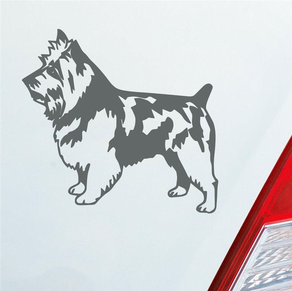 Auto Aufkleber Terrier Tier Hund Dog Animal 11x10 cm Grau Sticker Heckscheibenaufkleber