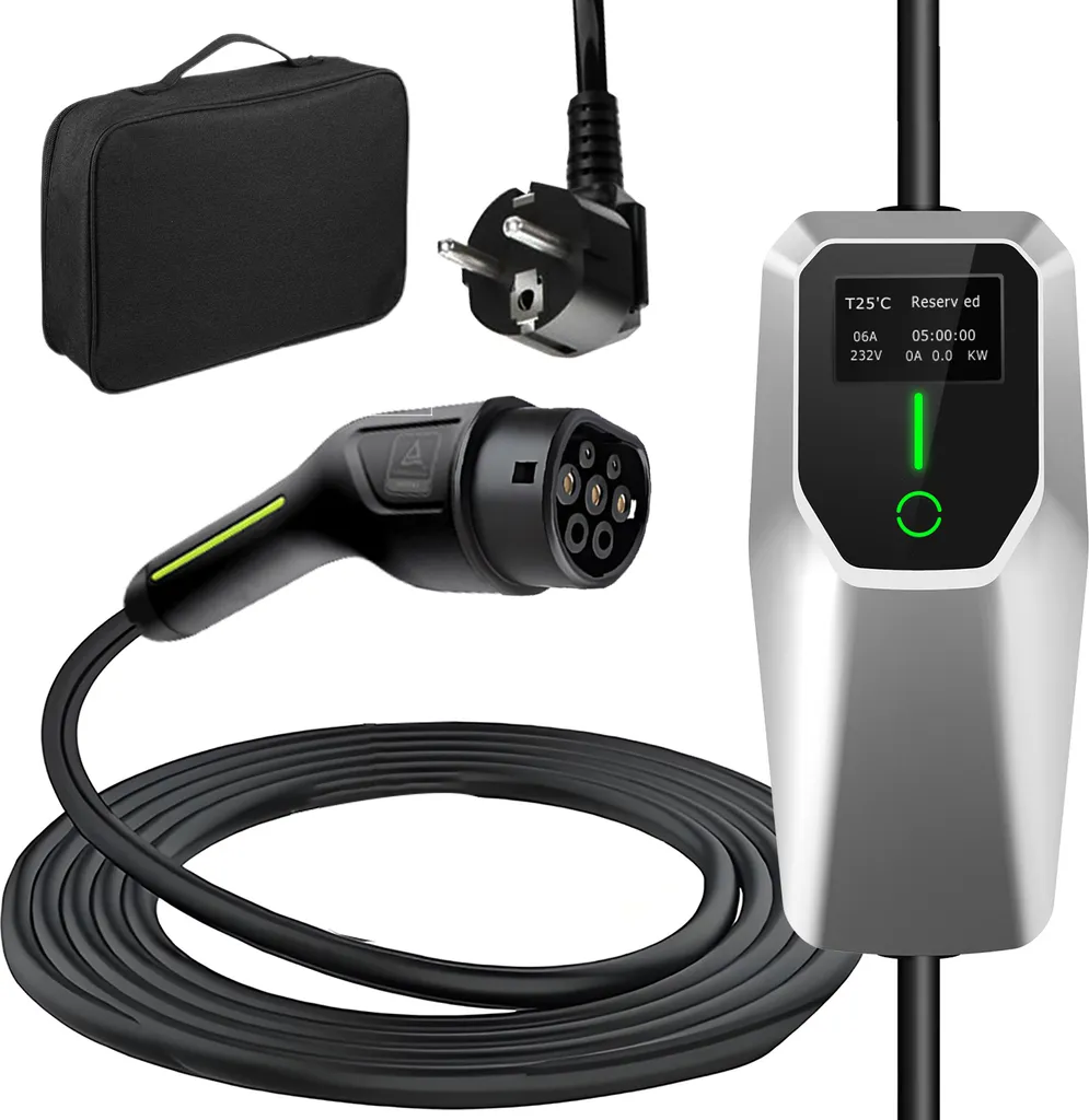 Caricatore EV Portatile Junsun 16A 3.68kW Tipo 2 LCD 8 Metri IP65