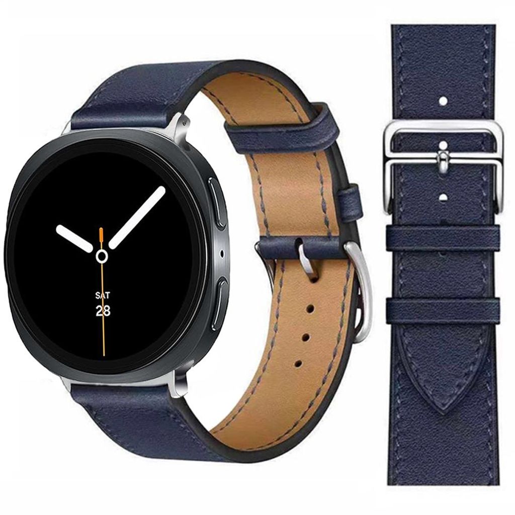 FFO2World Premium Slim Lederarmband – Für Samsung Galaxy Watch 8 (40/44 mm) & Watch 8 Classic (46 mm). Echtes Leder, Edelstahlschließe – Dunk...