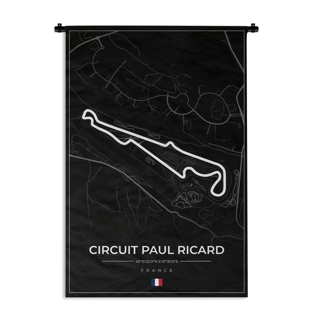 MuchoWow Wandteppich Wandbehang Rennstrecke - F1 - Rennstrecke - Frankreich - Circuit Paul Ricard - Schwarz 120x180 cm Tapisserie Dekoration Wand...