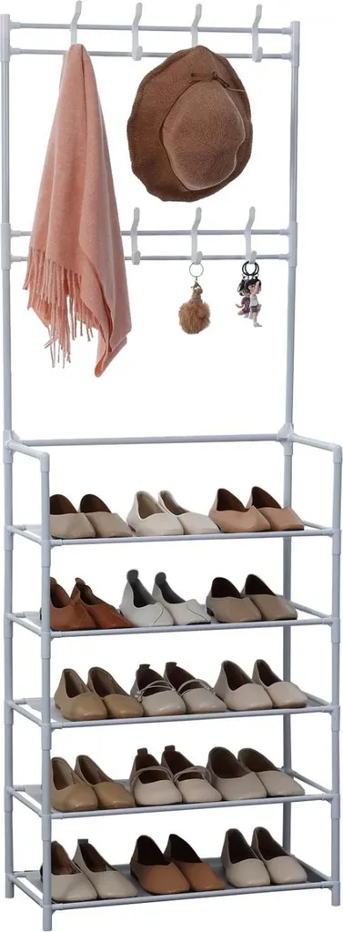 Herzberg HG-8041 Appendiabiti Segmentato con Scarpiera 5 Ripiani 60cm