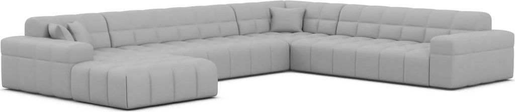 Kunstleder U-Form XXL Wohnlandschaft Nivara Hellgrau Links