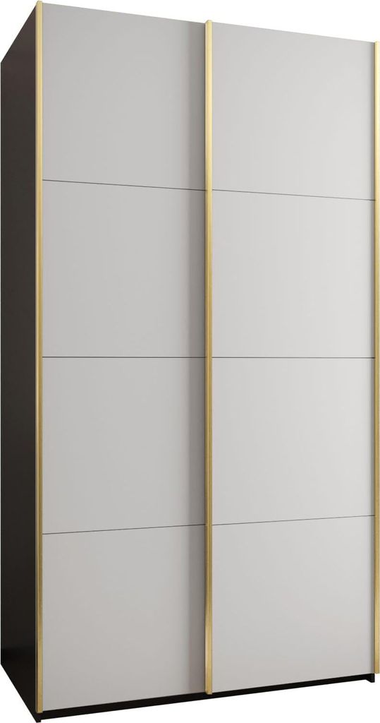 MEBLE KRYSPOL LUX 1 Kleiderschrank - 245,5x130x64cm - Schwarz, Weiß, Gold