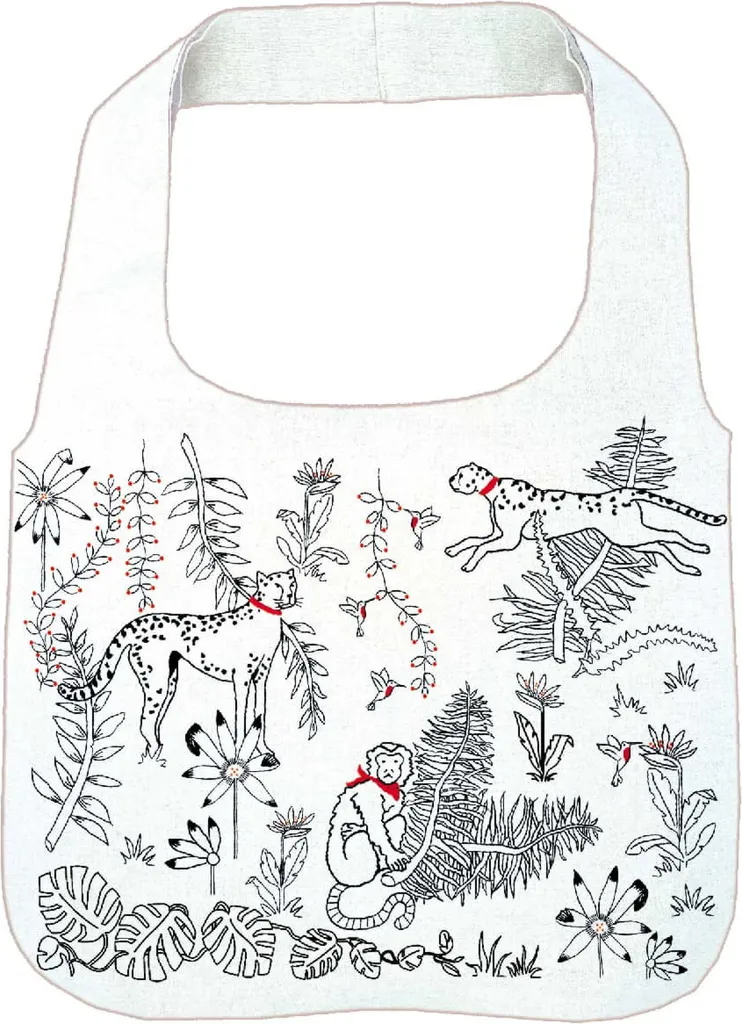 Kit de broderie sac à main Jungle imprimé pour loisirs créatifs DIY