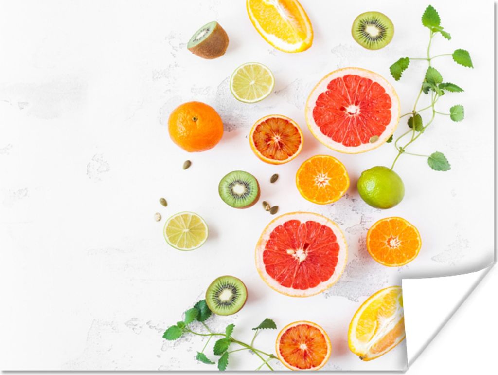 MuchoWow Poster Zitrusfrüchte - Regenbogen - Obst - Sommer - Gesund 40x30 cm - Plakate für die Wände - Poster Wohnzimmer