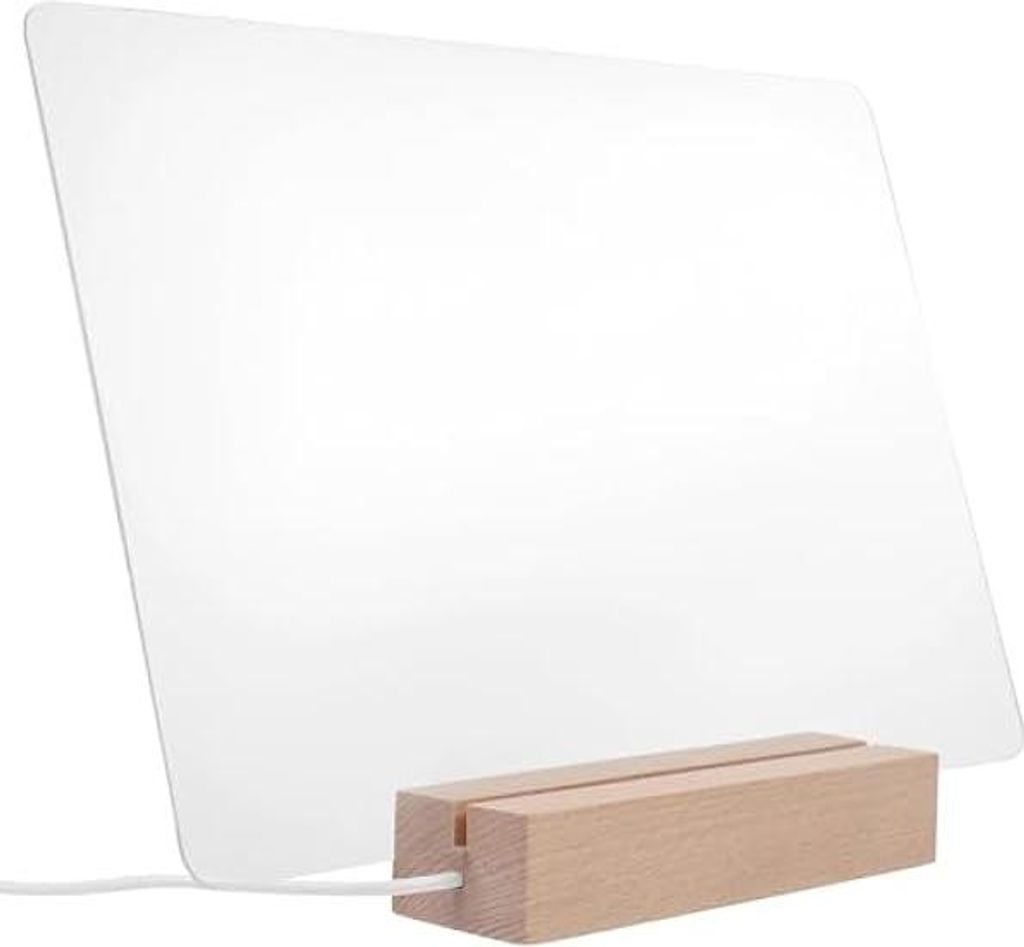 Acryl Notiztafel Groß Abwischbar mit Holzsockel Transparente Schreibtafel Selbstgemacht Nachtlicht mit Stift Vielseitige Nachrichtentafel für Hau...