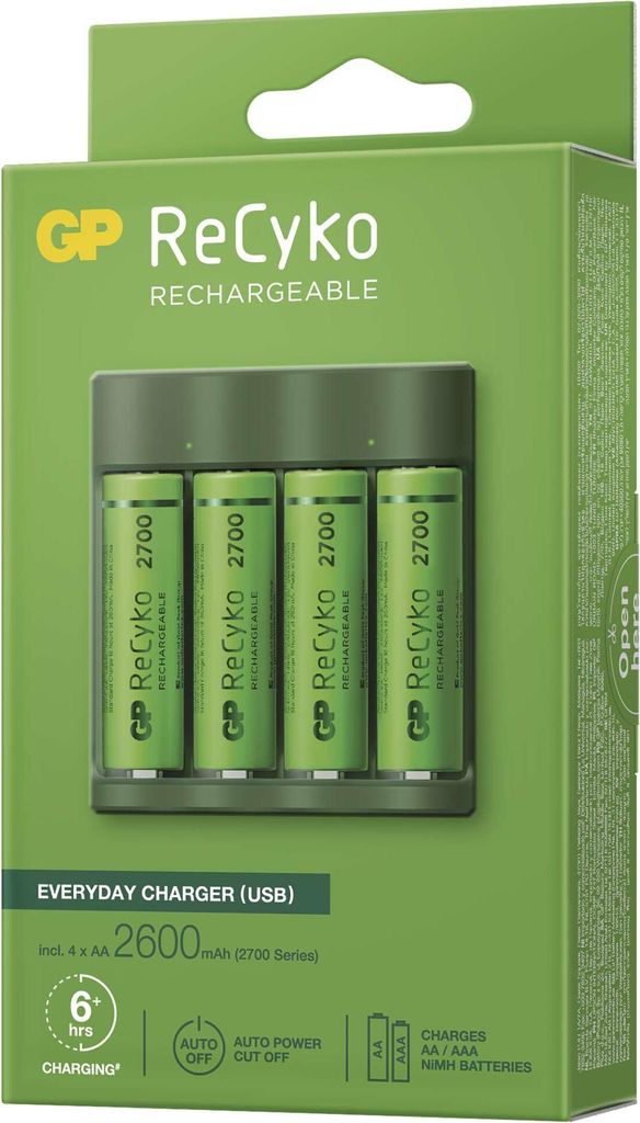Nabíjačka GP B421 so 4 dobíjacími batériami AAA, 2100 mAh, Obrázok produktu 