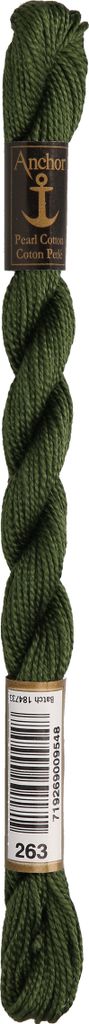 Anchor Perlgarn Stärke 5 4585000-00263 lodengrün Stickgarn, 100 % Baumwolle, 5g Strängchen