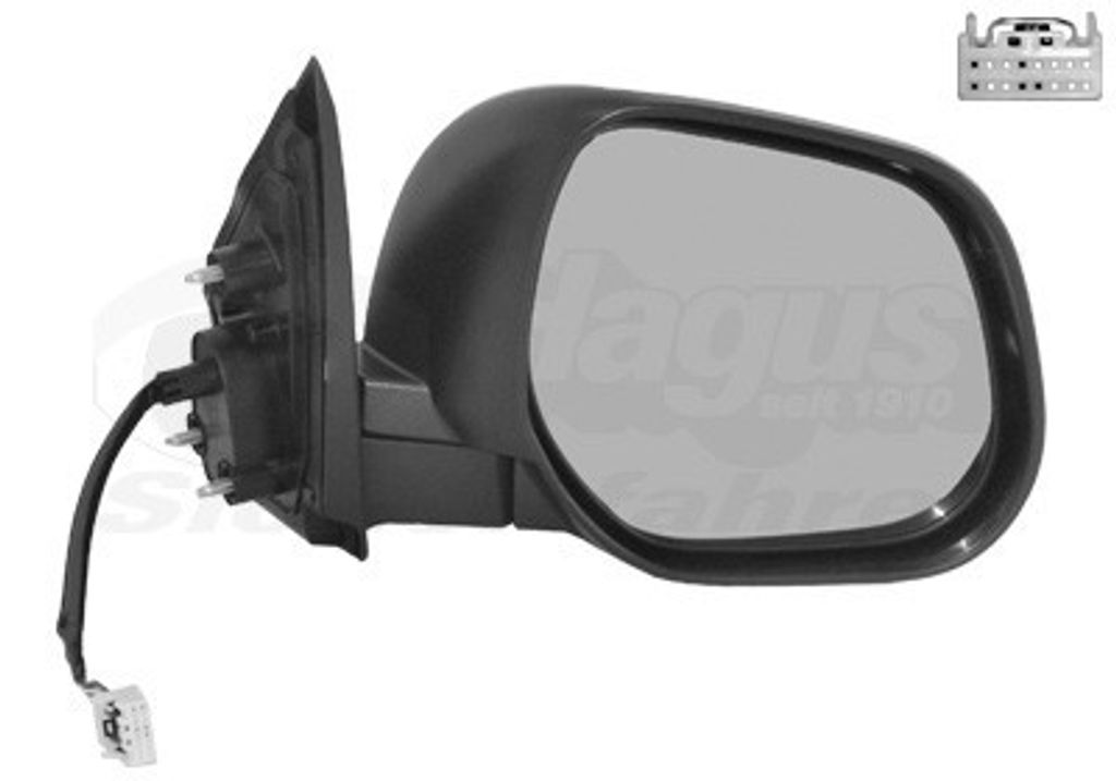VAN WEZEL 0990808 Außenspiegel Seitenspiegel Rechts passend für PEUGEOT 4007 (VU, VV) Konvex Beheizt Teilgrundiert