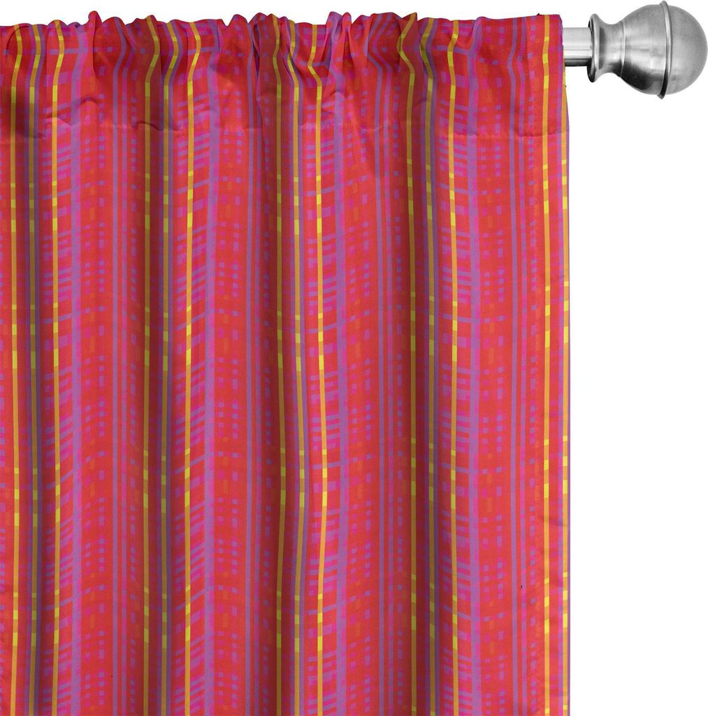 ABAKUHAUS Abstrakt Vorhänge, Gardinen, Flippige Farben Moderne Vertikale und horizontale Streifen Overlapping, 2 Stück 75 x 225 cm, Dunkle Korall...