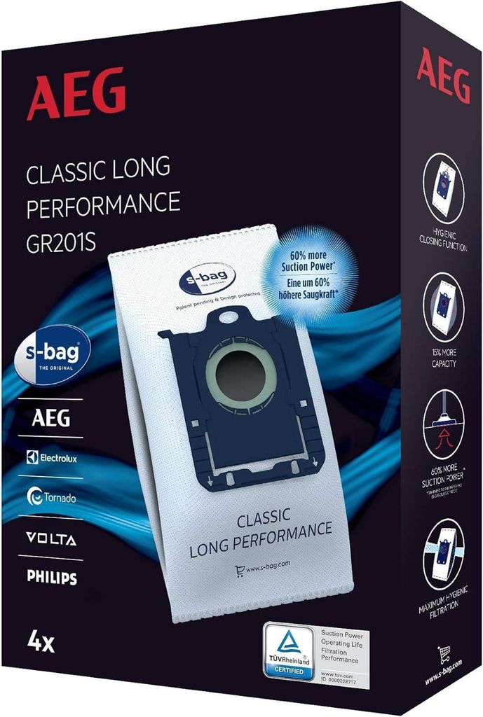 AEG GR 201S s-bag Classic Long performance Sac à poussière Image du produit 