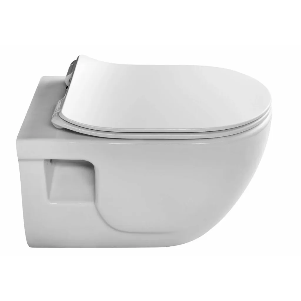 WC suspendu sans bride facile à nettoyer avec douchette bidet intégrée