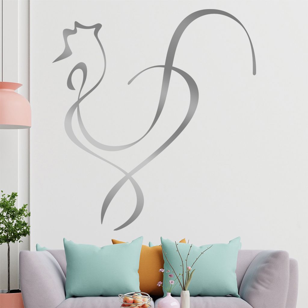 Hahn Linien Wandtattoo in 6 Größen - Wandaufkleber Wall Sticker - Dekoration, Küche, Wohnzimmer, Schlafzimmer, Badezimmer