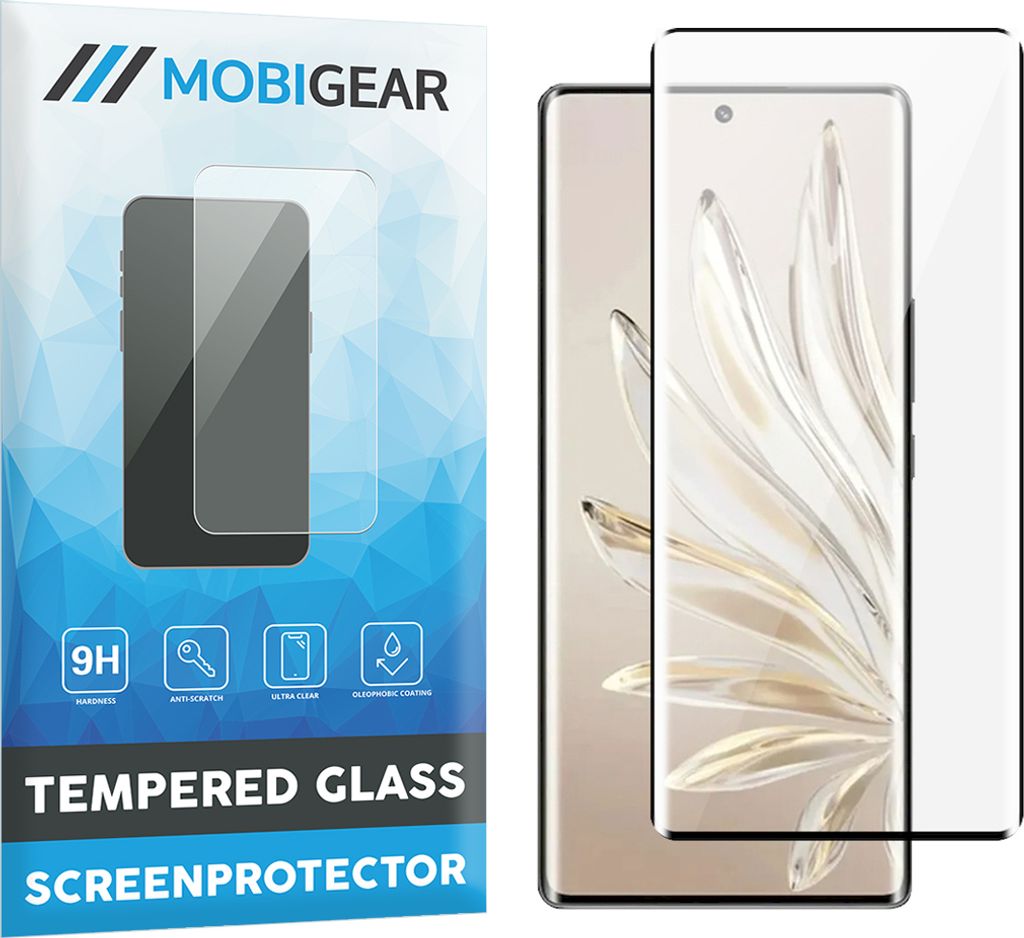 Mobigear Premium HONOR 70 Panzerglas Gehärtetes Glas Displayschutz - Hüllenfreundlich - Schwarz