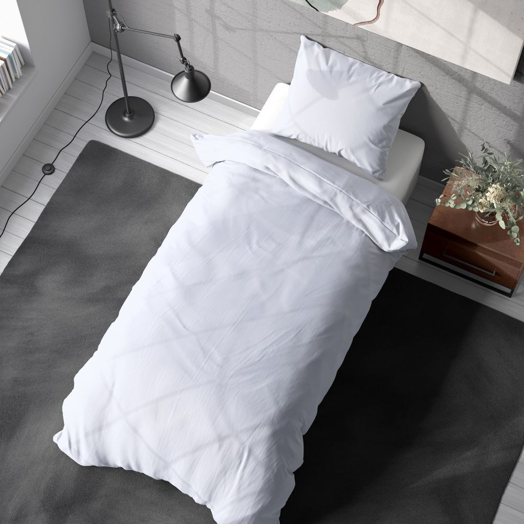 Soma Renforcé Bettwäsche 135 x 200 cm Bettbezug 135 cm x 200 cm Kopfkissenbezug 80 x 80 cm uni weiß