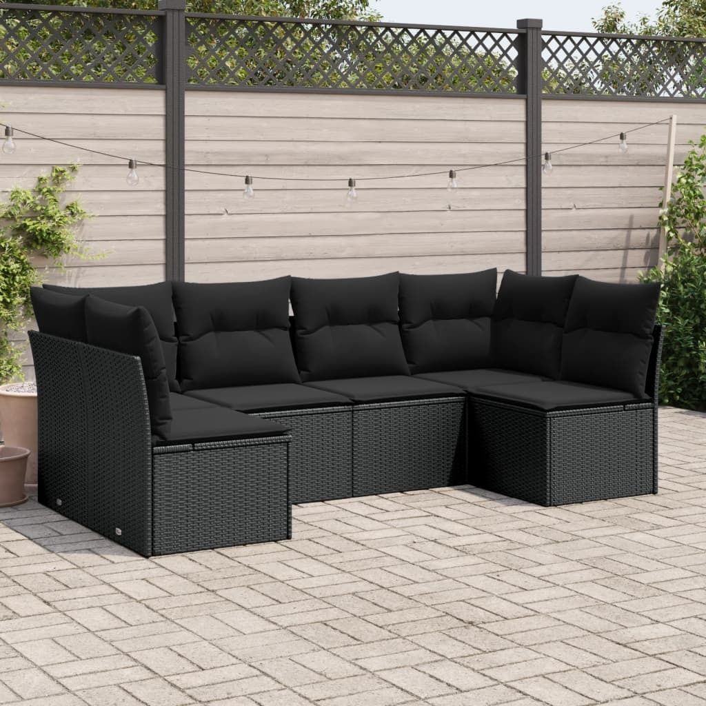 Maison Exclusive - 6-tlg. Garten-Sofagarnitur mit Kissen Schwarz Poly Rattan