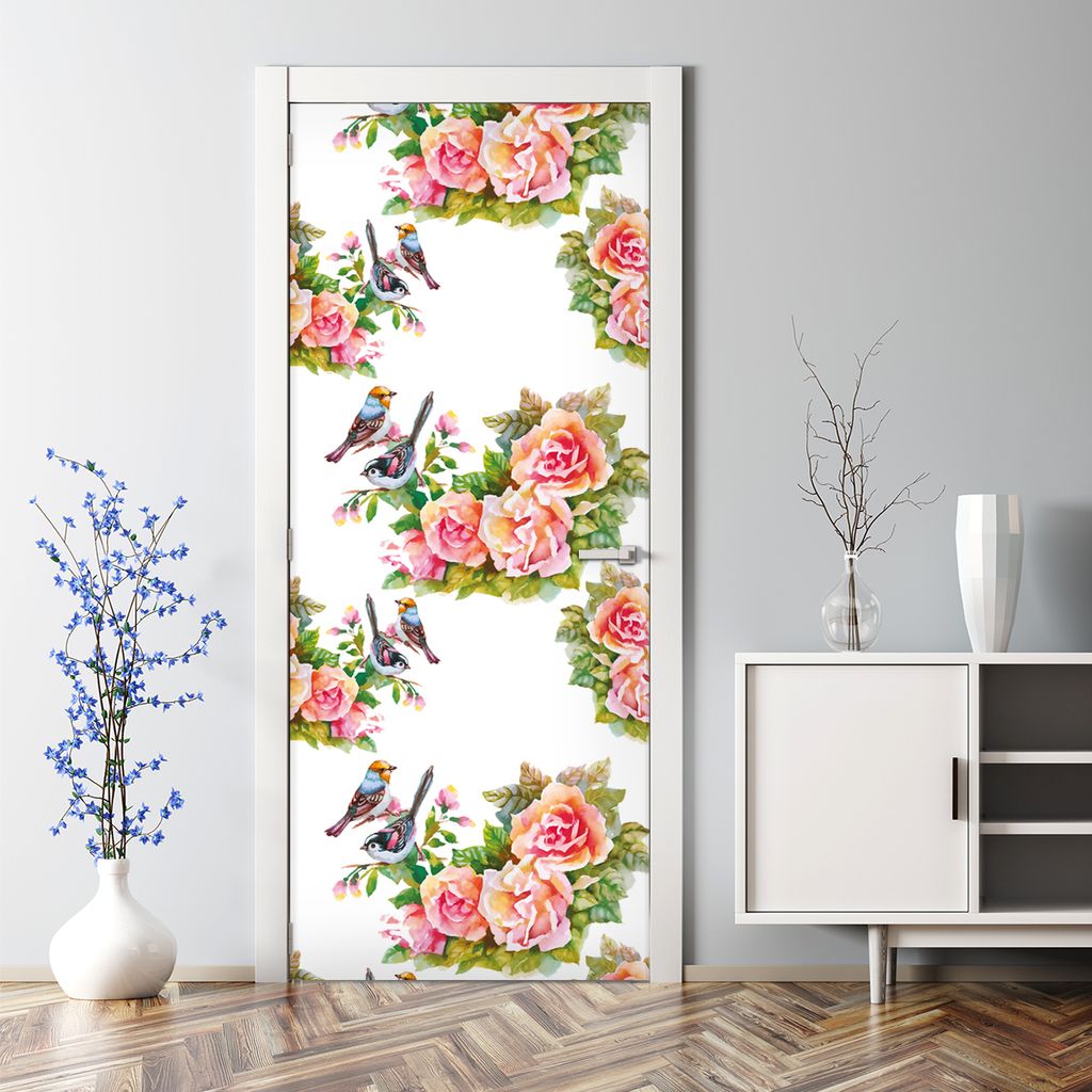 Dekorative Türaufkleber selbstklebend Klebefolie Aufkleber Pastelltöne am Ast 85 x 200 cm