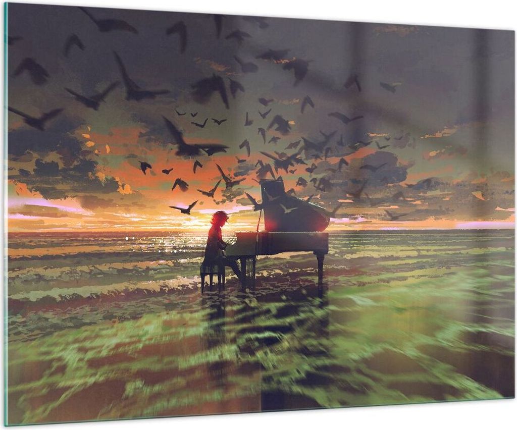 Bilder auf glas - Klaviermusik - 100x70cm - Glasbilder - Wandbilder - Kunstdruck - zum Aufhängen bereit - Wanddekoration aus Glas - Glas Bilder - ...