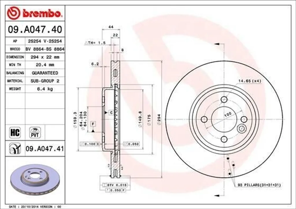 Disque de frein pour révision Mini R50 R52 R53 34116768933