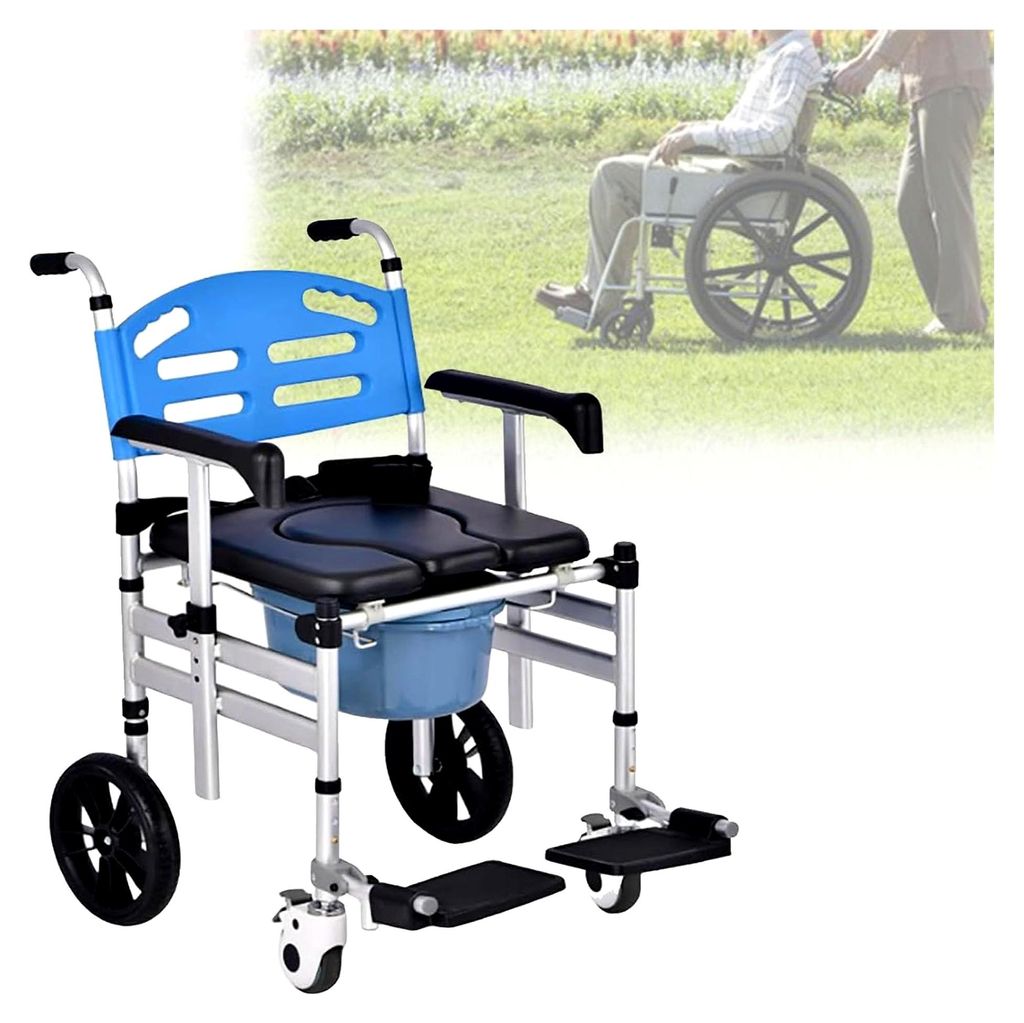 KardoL 4-in-1-Multifunktionssessel, Sitzerhöhung und klappbarer Duschsitz aus Aluminium, Rollstuhl mit Toilette für Patienten, Senioren und Schwa...