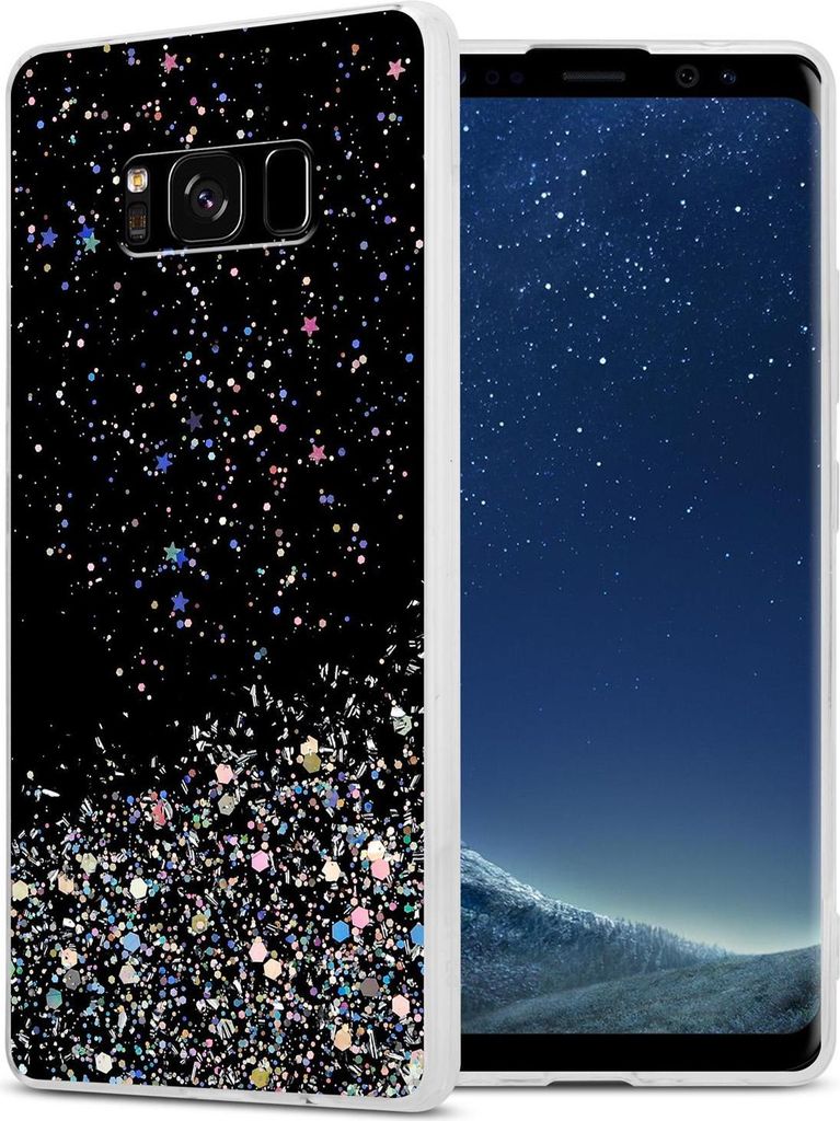 Cadorabo Hülle für Samsung Galaxy S8 Schutz Hülle in Schwarz Handyhülle TPU Etui Glitter Cover Case Glitzer