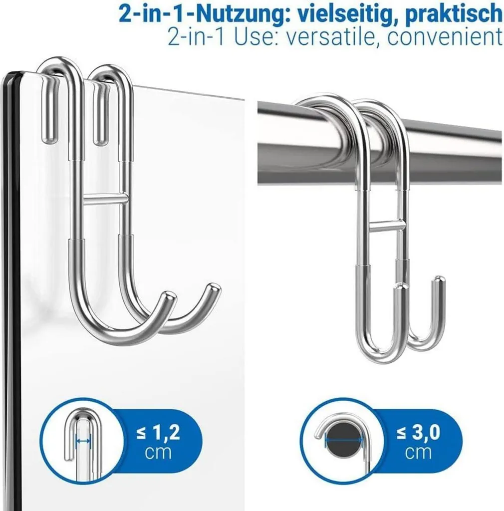 Lot de 2 Crochets de Douche en Acier Inoxydable V2A Robustes et Durables - 4